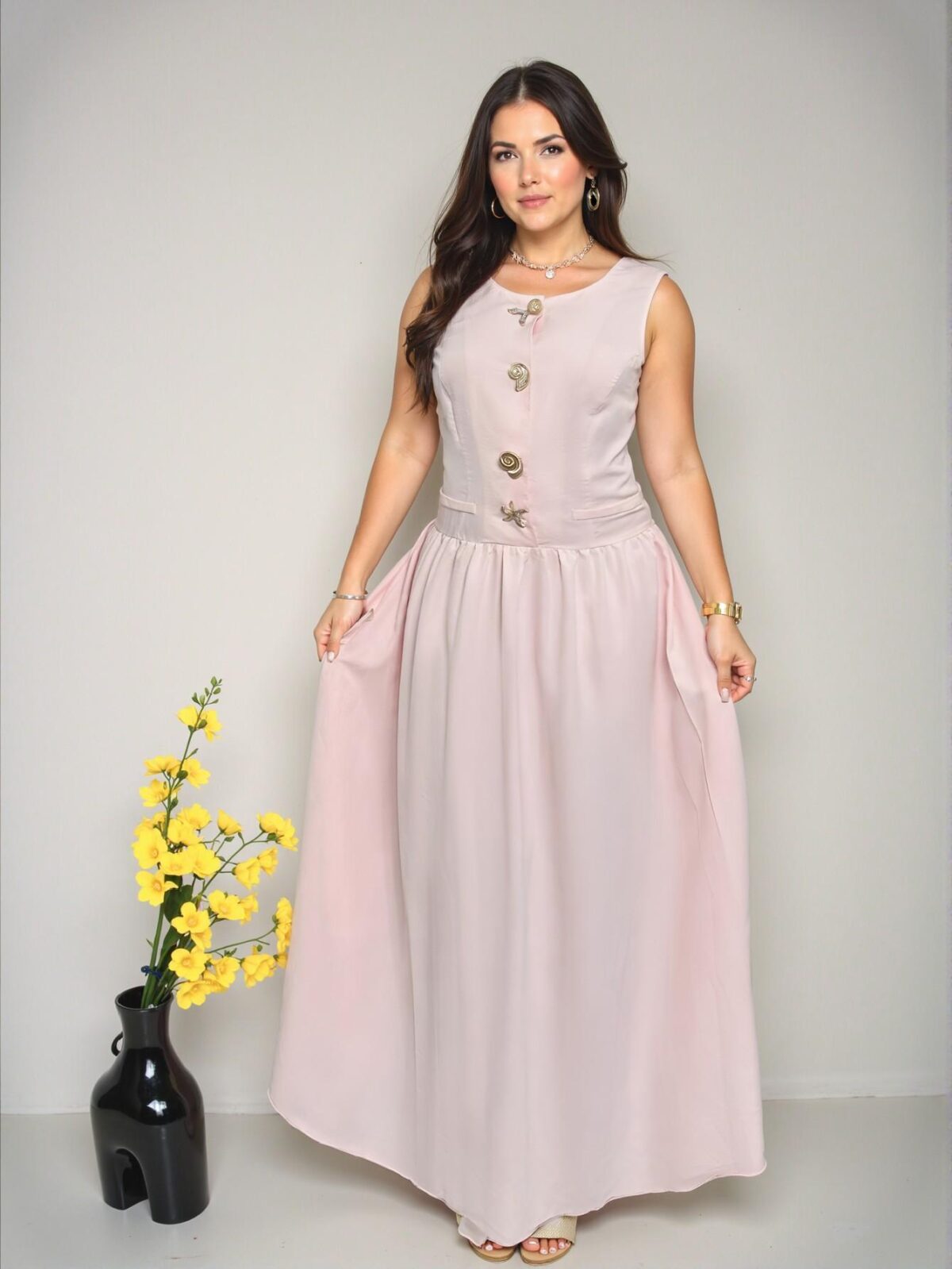 Elegant Pink A-Line Midi Dress for Casual Outings and Beach Holidays, Designed for Comfort and Style in Every Spring and Summer Adventure - Chic, Classy and Trendy Fashion Style to Dress to Impress - Image 5