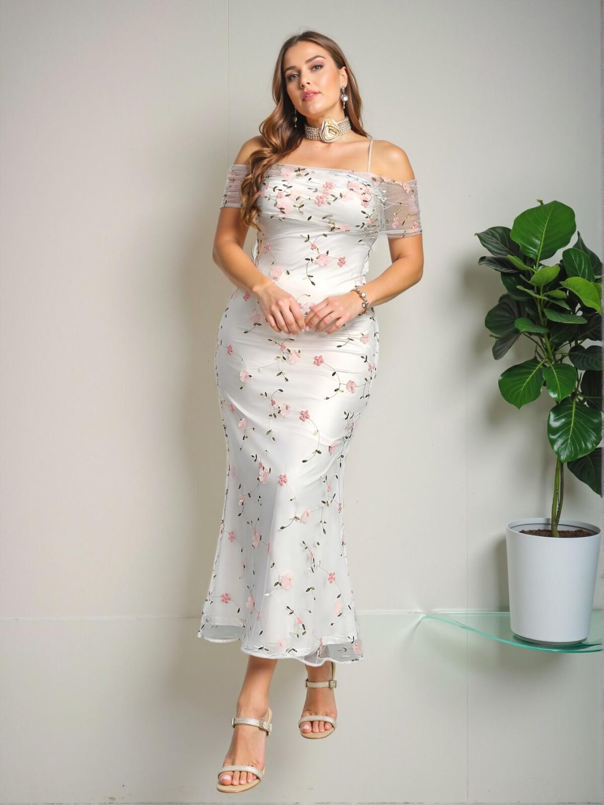 Elegant White Romantic Lace & Mesh Open Back Twist Knot Bodycon Maxi Dress Perfect for Spring and Summer Celebrations "Chic, Classy and Trendy Fashion Style to Dress to Impress" - Image 3