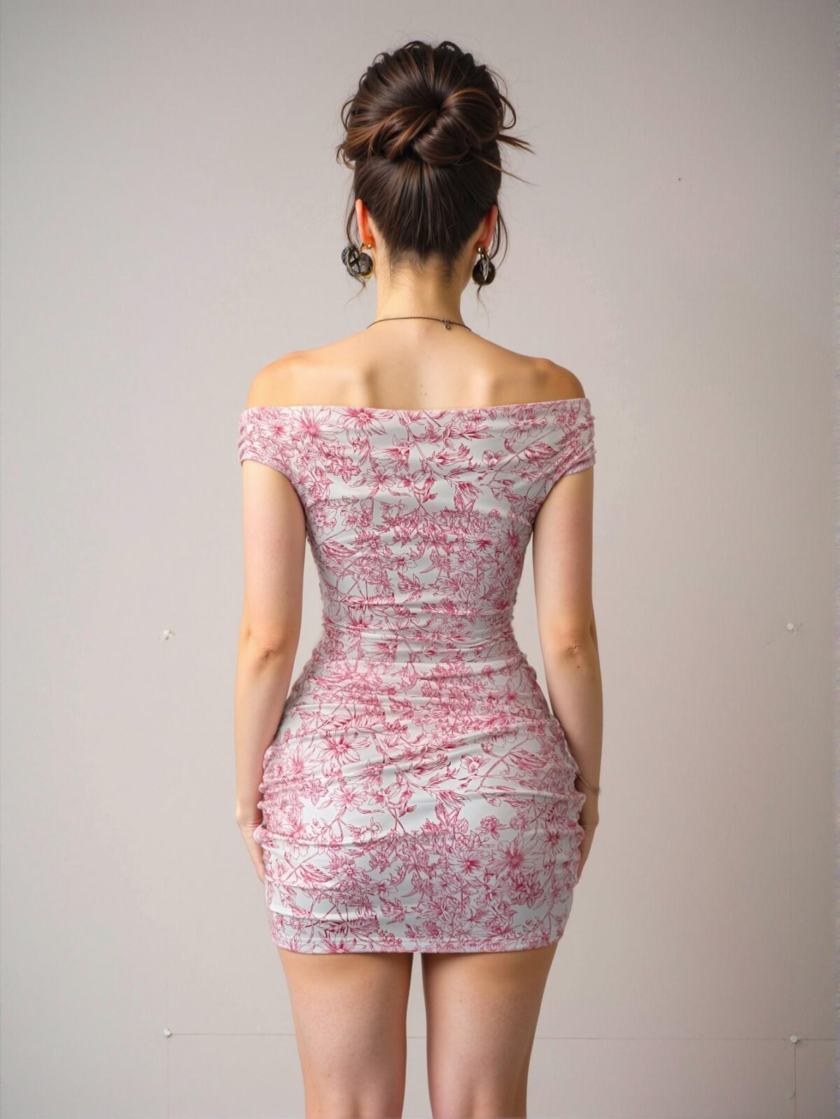 Elegant Pink Off-Shoulder Floral Ruffle Mini Dress Perfect for Vacation in Spring and Summer – Chic, Classy, and Trendy Fashion Style to Dress to Impress - Image 2