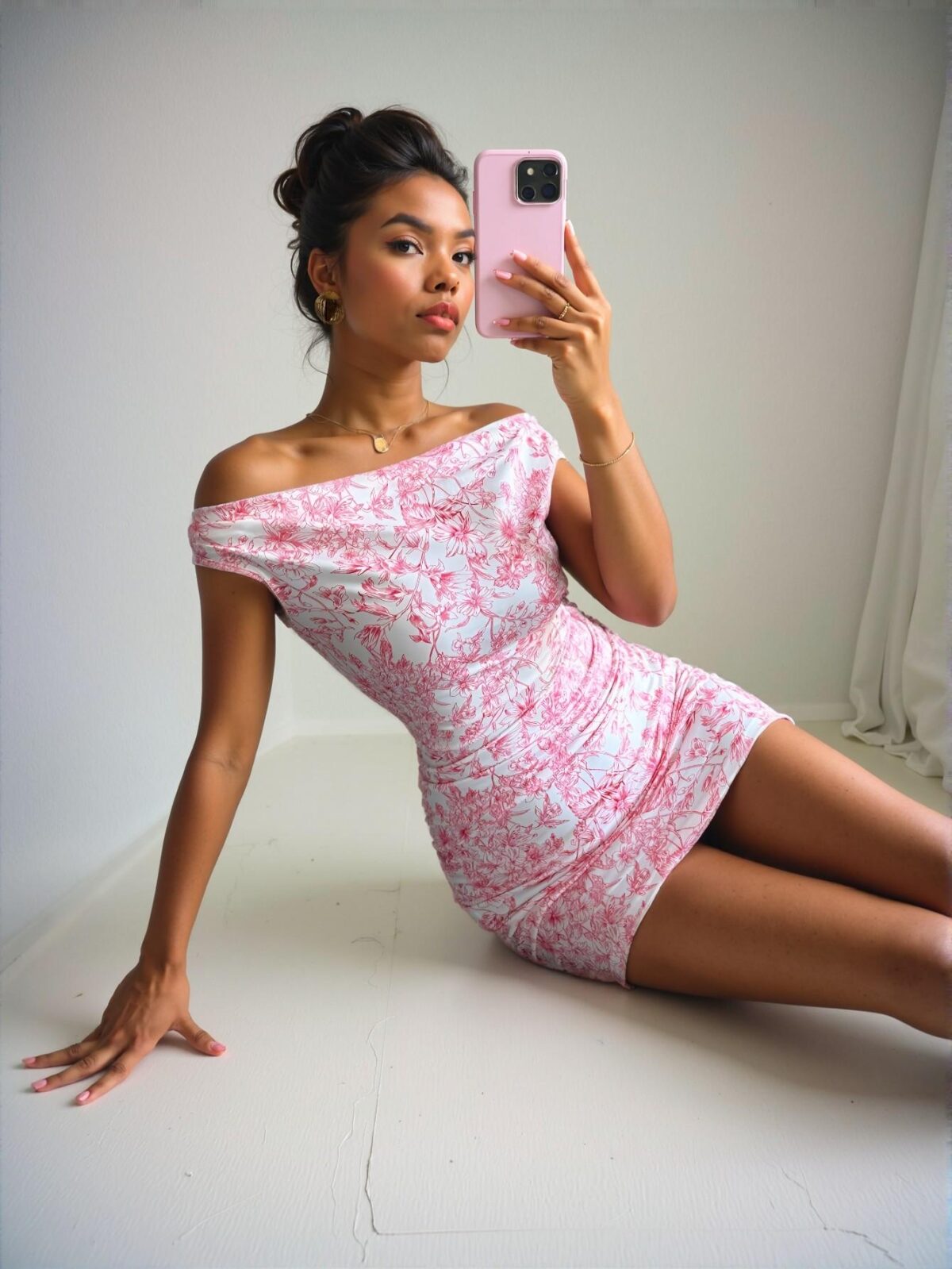Elegant Pink Off-Shoulder Floral Ruffle Mini Dress Perfect for Vacation in Spring and Summer – Chic, Classy, and Trendy Fashion Style to Dress to Impress - Image 5