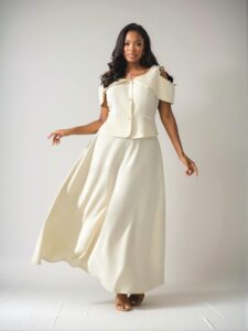 Elegant Apricot 2-Piece Set Featuring a Chic Blouse and Flared Maxi Skirt Perfect for Office, Travel, and Spring/Summer Wear - Chic, Classy and Trendy Fashion Style to Dress to Impress