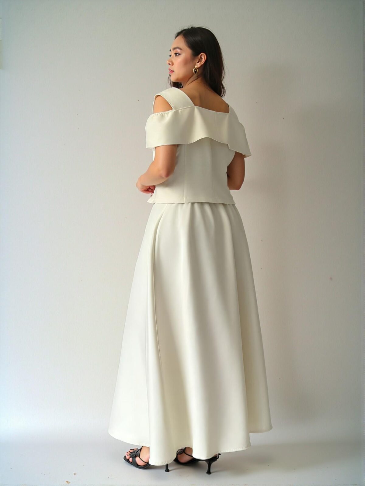 Elegant Apricot 2-Piece Set Featuring a Chic Blouse and Flared Maxi Skirt Perfect for Office, Travel, and Spring/Summer Wear - Chic, Classy and Trendy Fashion Style to Dress to Impress - Image 3