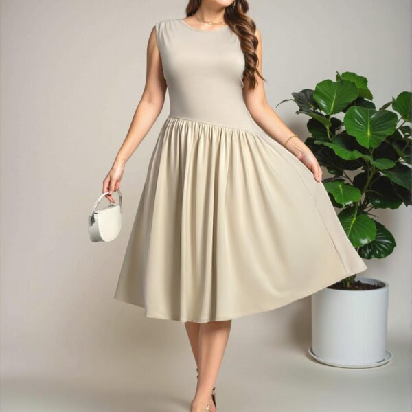Elegant Apricot Chic and Romantic A-Line Midi Dress with Irregular Splice and Gathered Backside Tie for Spring/Summer Getaways - Chic, Classy and Trendy Fashion Style to Dress to Impress