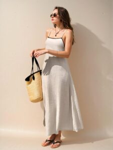 Elegant Multicolor Stylish Sleeveless Contrast Trim Casual Dress for Spring and Summer - Chic, Classy and Trendy Fashion Style to Dress to Impress