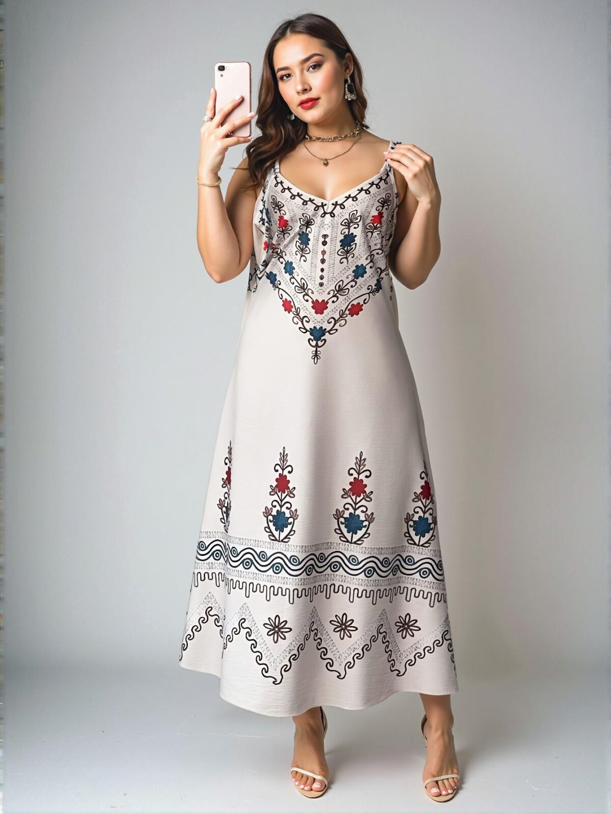 Elegant Multicolor Stylish Plus Size Floral Print Spaghetti Strap Dress for Spring and Summer Chic, Classy and Trendy Fashion Style to Dress to Impress