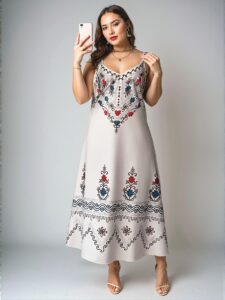 Elegant Multicolor Stylish Plus Size Floral Print Spaghetti Strap Dress for Spring and Summer Chic, Classy and Trendy Fashion Style to Dress to Impress