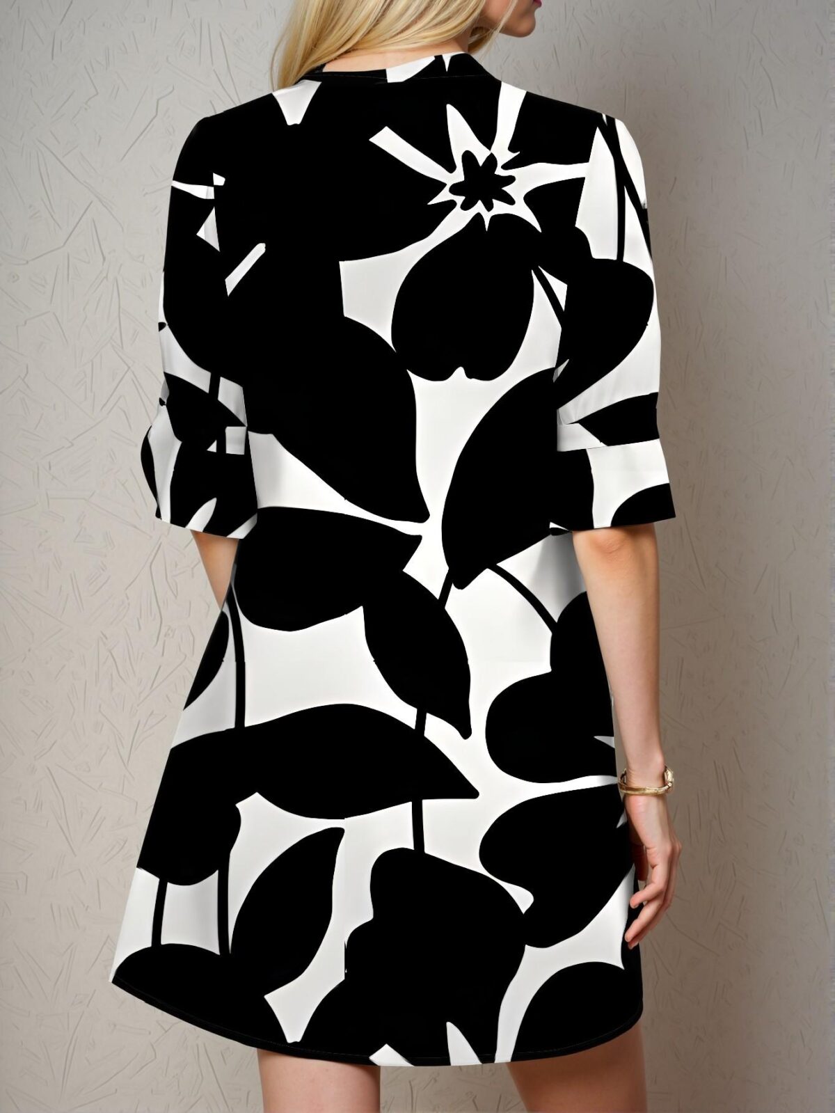 Elegant Black and White Floral Short Mini Dress Perfect for Summer "Chic, Classy and Trendy Fashion Style to Dress to Impress" - Image 2