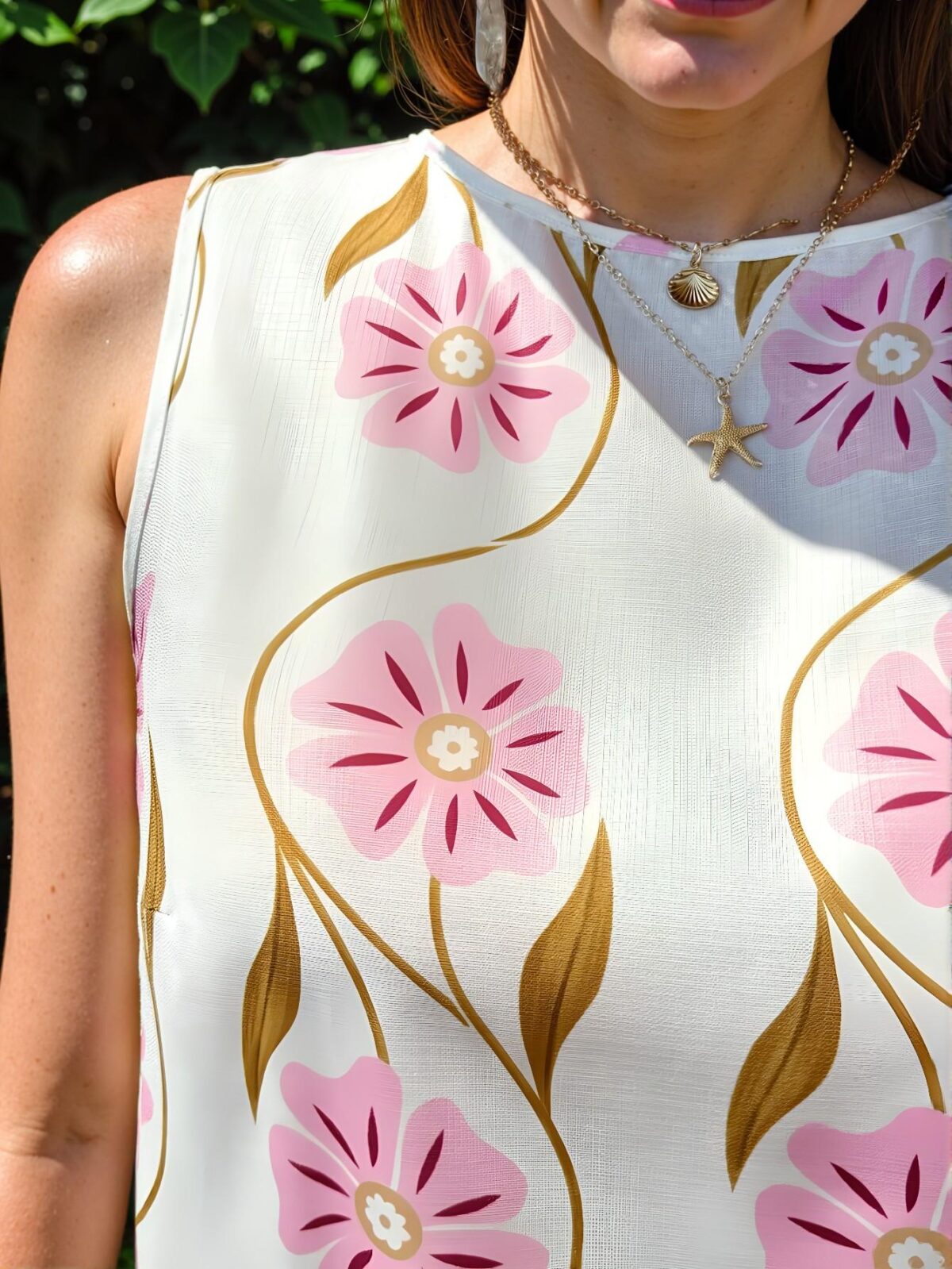 Elegant White Bohemian Flower-Printed Sleeveless Casual Vacation Dress for Women Perfect for Spring and Summer Chic, Classy and Trendy Fashion Style to Dress to Impress - Image 4
