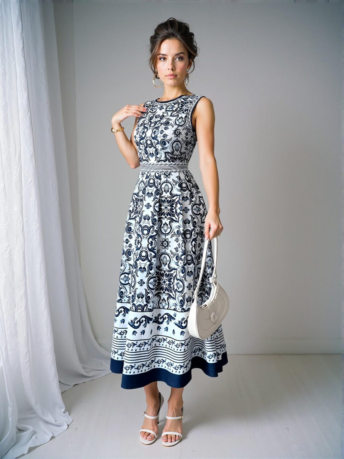 Elegant Multicolor Chic A-Line Floral Print Dress for Women Ideal for Spring and Summer Gatherings - Chic, Classy and Trendy Fashion Style to Dress to Impress - Image 3