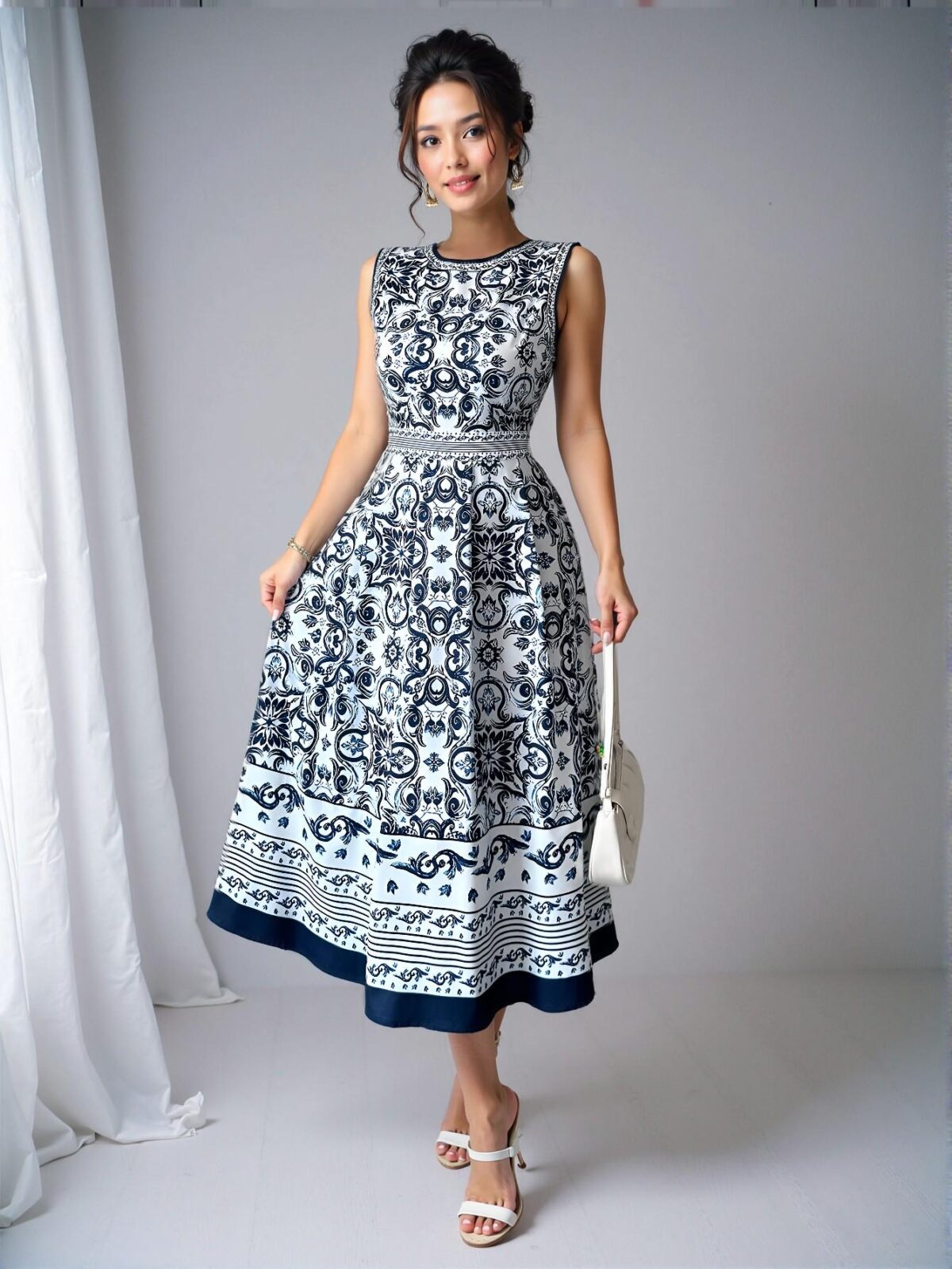 Elegant Multicolor Chic A-Line Floral Print Dress for Women Ideal for Spring and Summer Gatherings - Chic, Classy and Trendy Fashion Style to Dress to Impress - Image 4