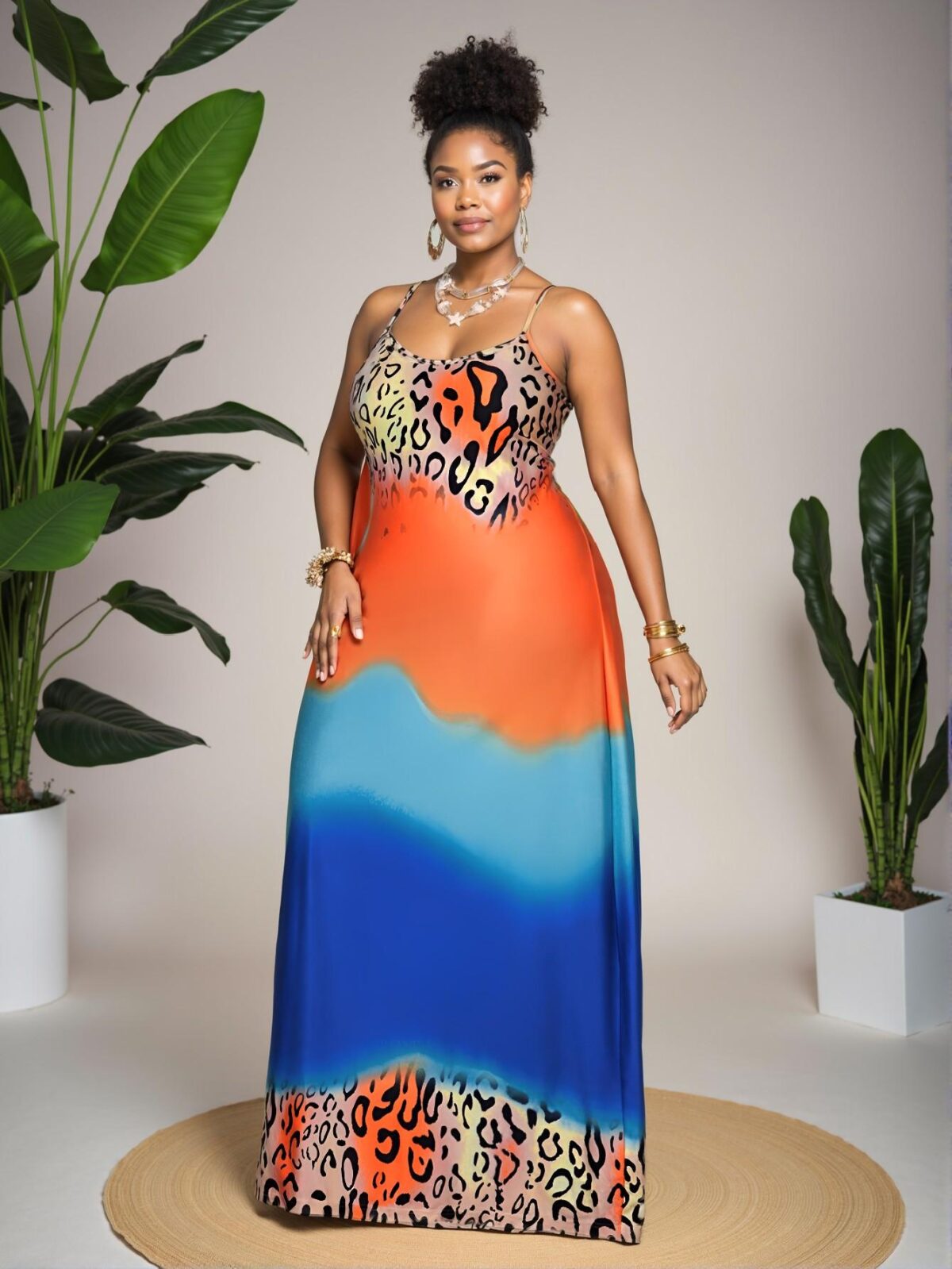 Sophisticated Multicolor Knitted Leopard Ombre Slip Dress for the Warm Months - Chic, Classy and Trendy Fashion Style to Dress to Impress - Image 3