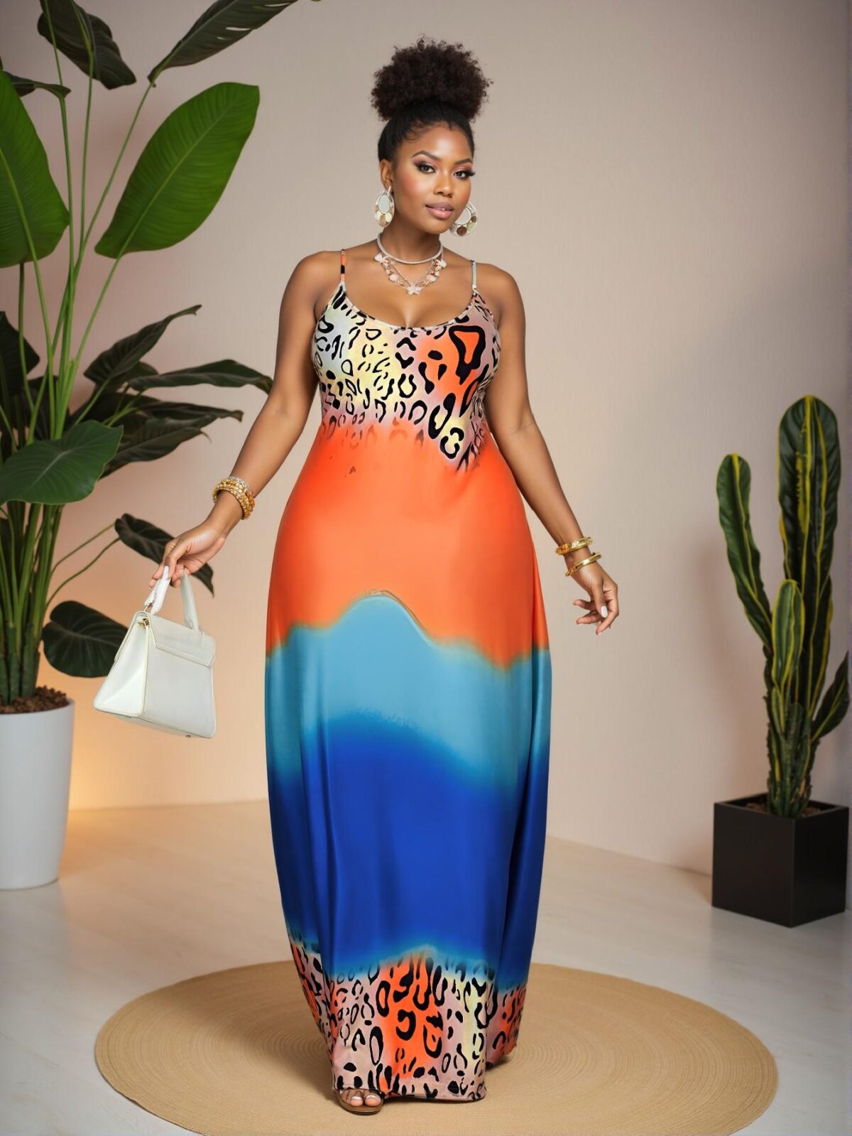 Sophisticated Multicolor Knitted Leopard Ombre Slip Dress for the Warm Months - Chic, Classy and Trendy Fashion Style to Dress to Impress - Image 5