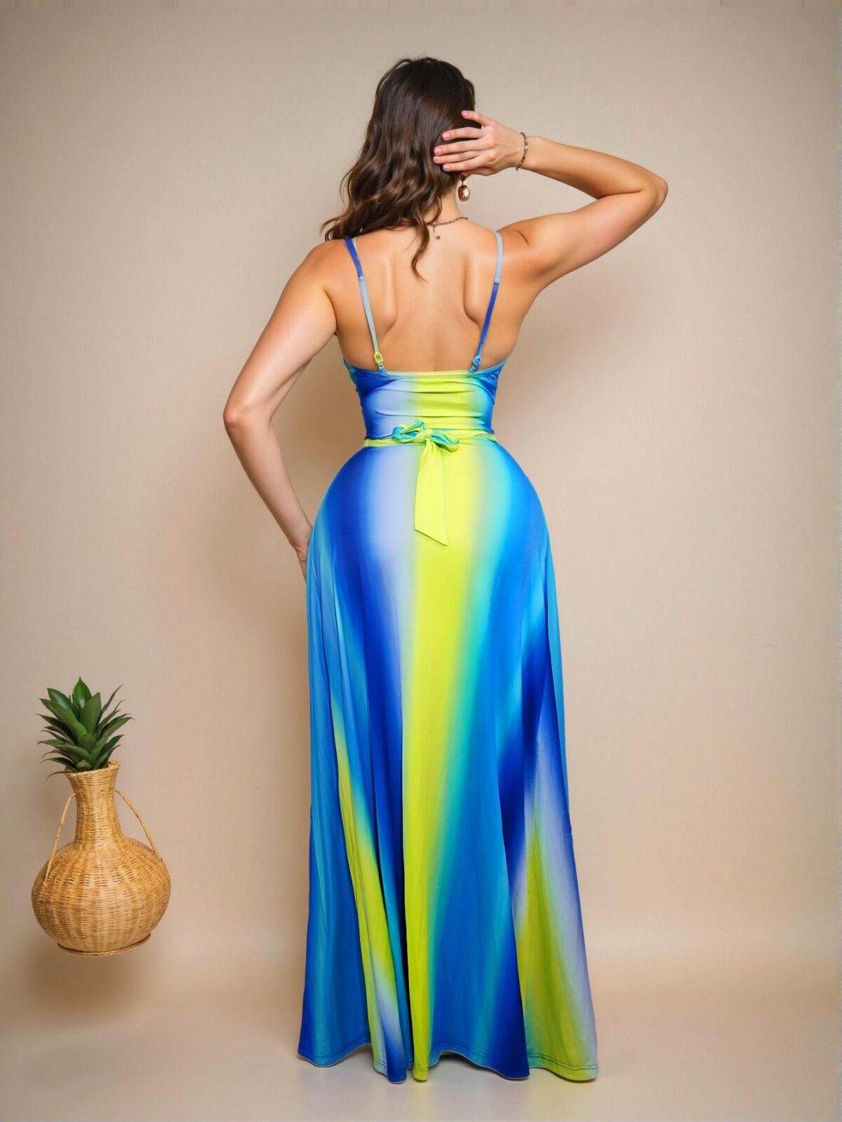 Elegant Multicolor Stylish Slit Maxi Dress with Ribbed Design for Spring and Summer - Chic, Classy and Trendy Fashion Style to Dress to Impress - Image 2
