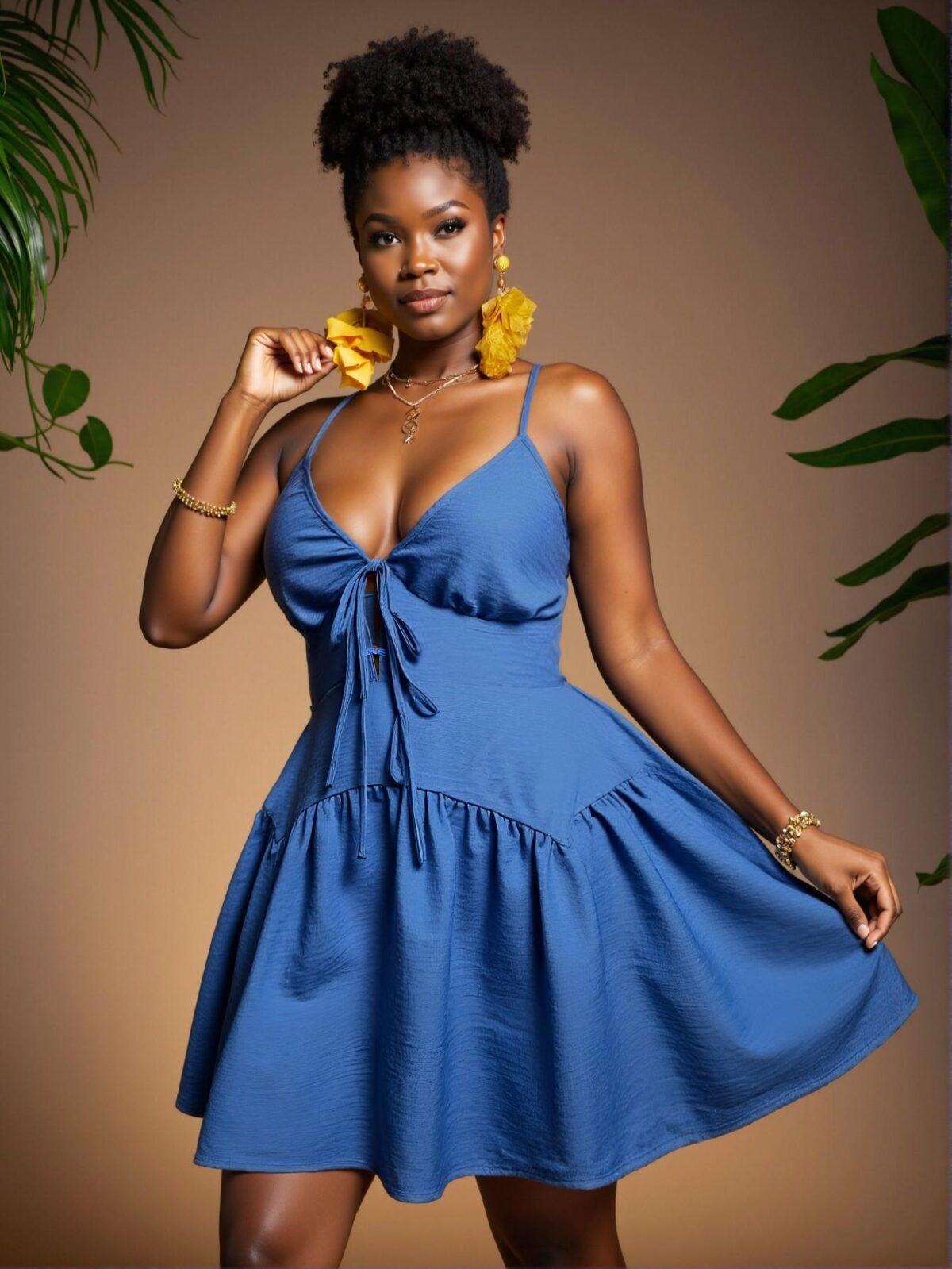 Elegant Blue Stylish Vacation V-Neck Asymmetrical Ruched Mini Dress with Tie Waist for Spring/Summer - Chic, Classy and Trendy Fashion Style to Dress to Impress - Image 5