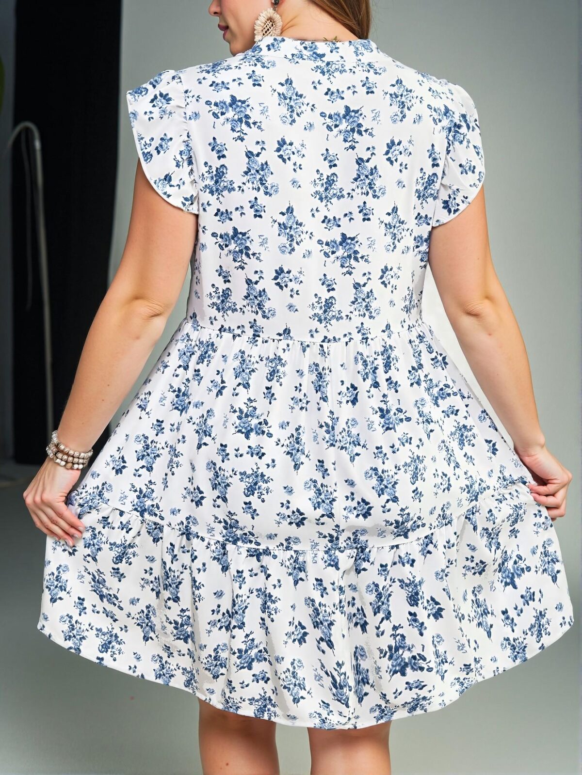 Charming Blue Bohemian Smock Dress with Fairy Print for Spring and Summer - Chic, Classy and Trendy Fashion Style to Dress to Impress - Image 2