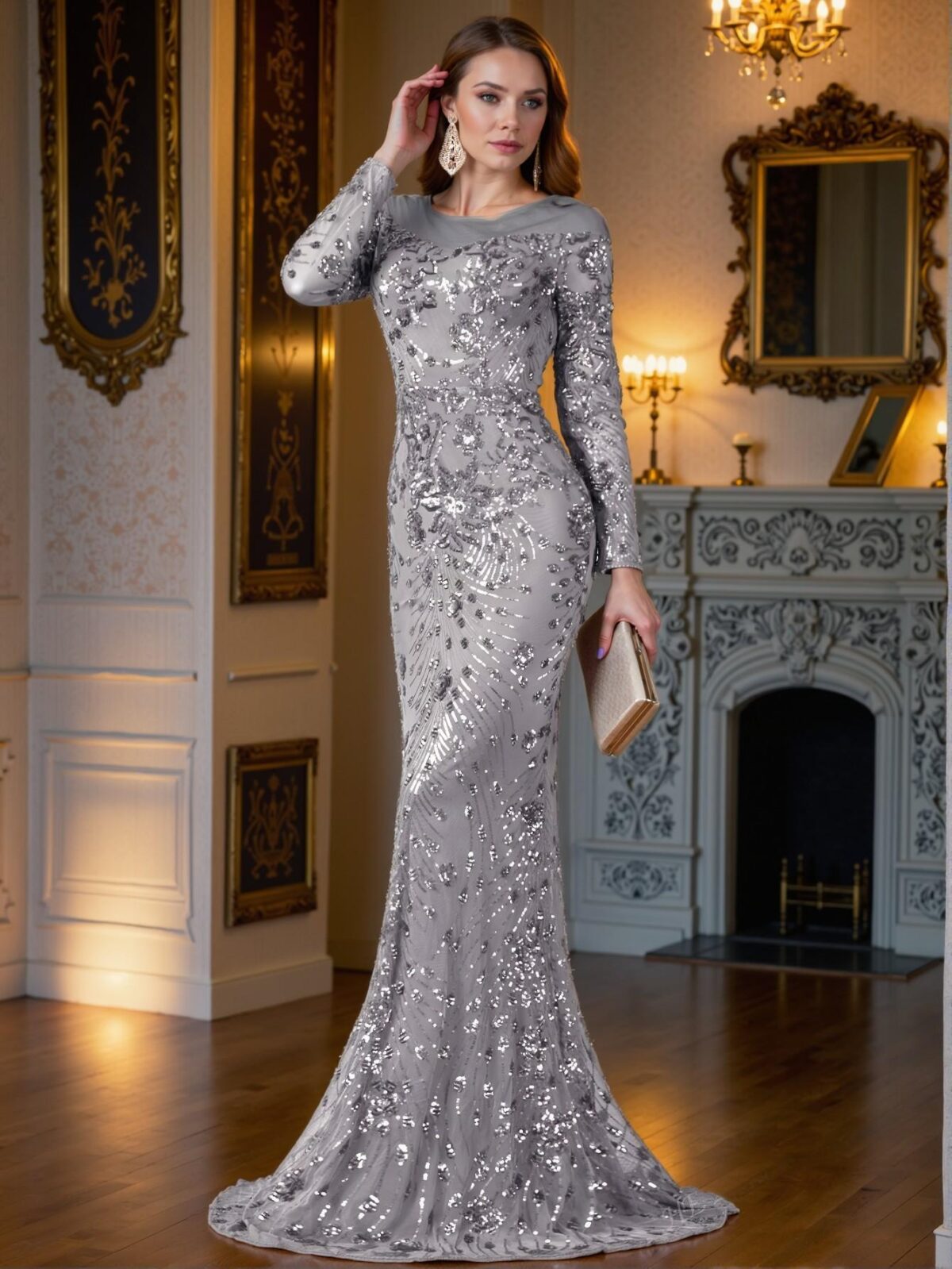 Elegant Dark Grey Bodycon Evening Dress with Comfortable Elastic Sequins, Perfect for Various Body Types and Occasions including Parties, Weddings, and Formal Events. Perfect for party, prom, graduation day, and ceremony for university, college, and high school, Formal Evening Dinner Cocktail, Wedding Guest Gown, Chic, Classy and Trendy Fashion Style to Dress to Impress. - Image 5