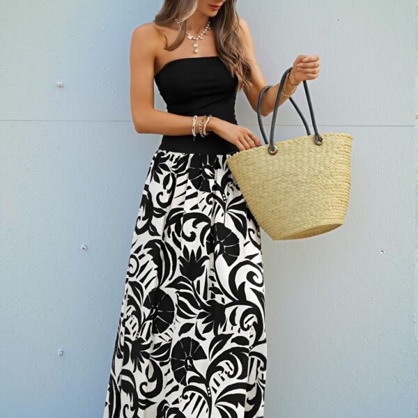 Elegant Multicolor Boho Floral Print Patchwork Tube Top Maxi Dress for Vacation and Summer Outings - Chic, Classy and Trendy Fashion Style to Dress to Impress