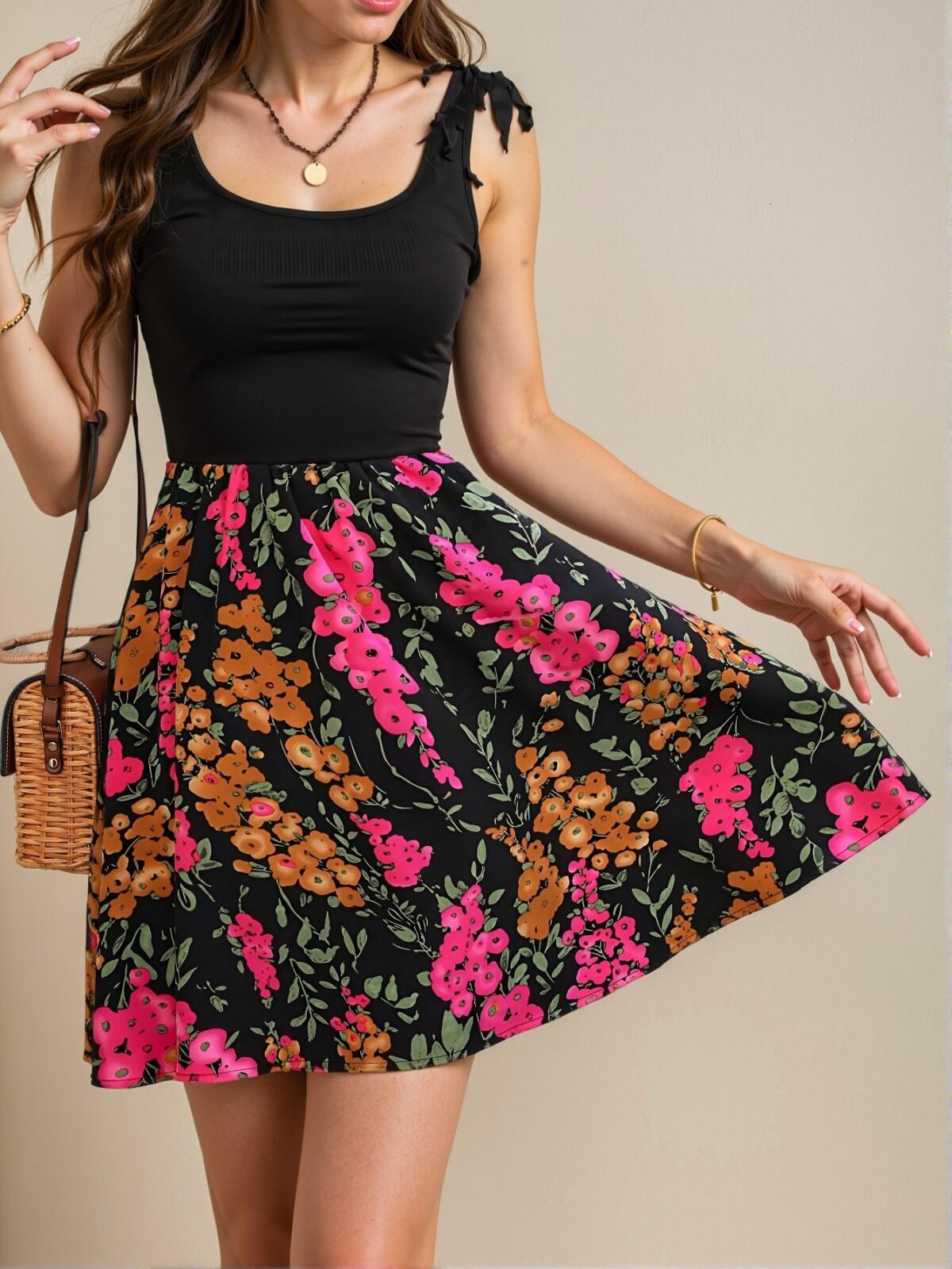 Elegant Multicolor Boho Floral Patchwork Short Sleeve Dress for Spring and Summer Adventures - Chic, Classy and Trendy Fashion Style to Dress to Impress