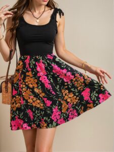 Elegant Multicolor Boho Floral Patchwork Short Sleeve Dress for Spring and Summer Adventures - Chic, Classy and Trendy Fashion Style to Dress to Impress