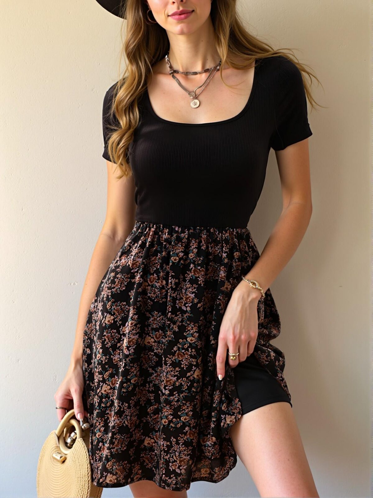 Elegant "Multicolor" "Breezaya Floral A-Line Scoop Neck Short Sleeve Dress for Spring and Summer Beach Getaways" "Chic, Classy and Trendy Fashion Style to Dress to Impress"