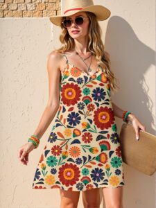 Elegant Multicolor Vibrant Floral Plus Size Sleeveless Summer Beach Dress for Vacation and Spring Outings - Chic, Classy and Trendy Fashion Style to Dress to Impress
