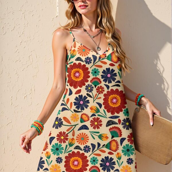 Elegant Multicolor Vibrant Floral Plus Size Sleeveless Summer Beach Dress for Vacation and Spring Outings - Chic, Classy and Trendy Fashion Style to Dress to Impress
