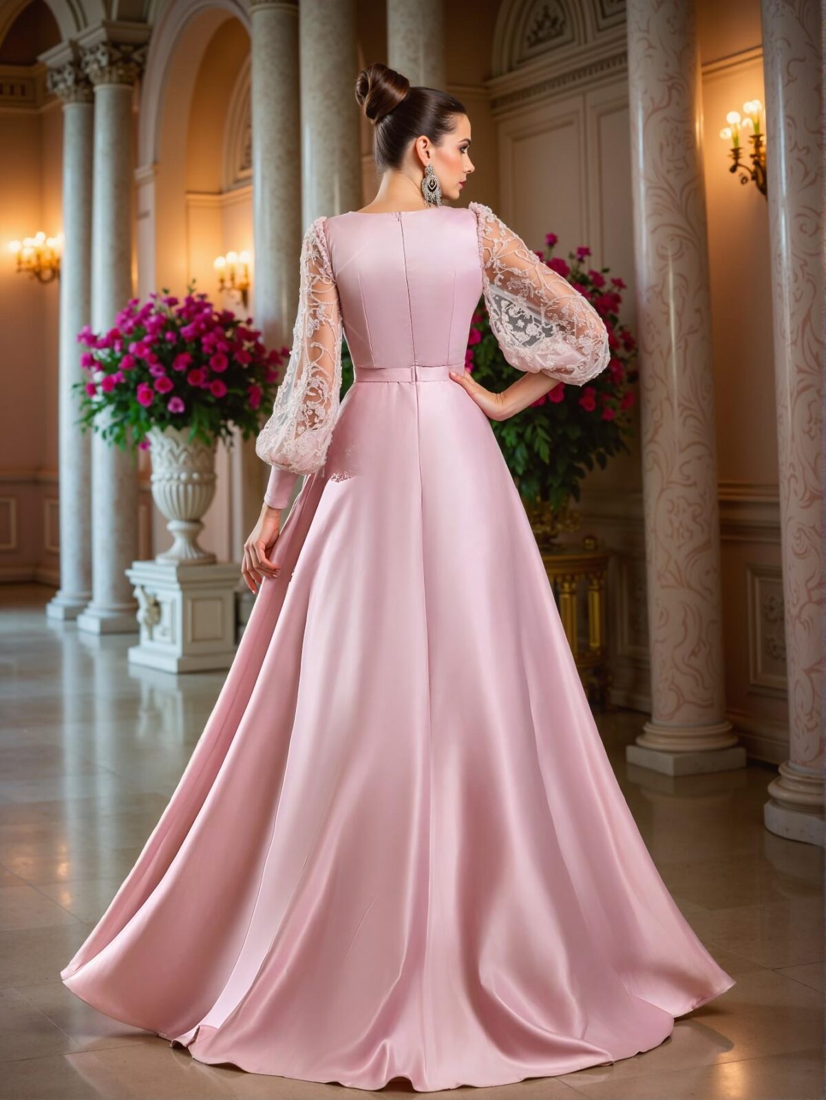 Elegant Pink Beaded Sequin Patchwork Satin Maxi Dress with Detachable Belt, Ideal for Weddings, Parties, Vacations, Graduations, Proms, Mother of the Bride, and Formal Evening Occasions. Perfect for party, prom, graduation day, and ceremony for university, college, and high school, Formal Evening Dinner Cocktail, Wedding Guest Gown, Chic, Classy and Trendy Fashion Style to Dress to Impress. - Image 5