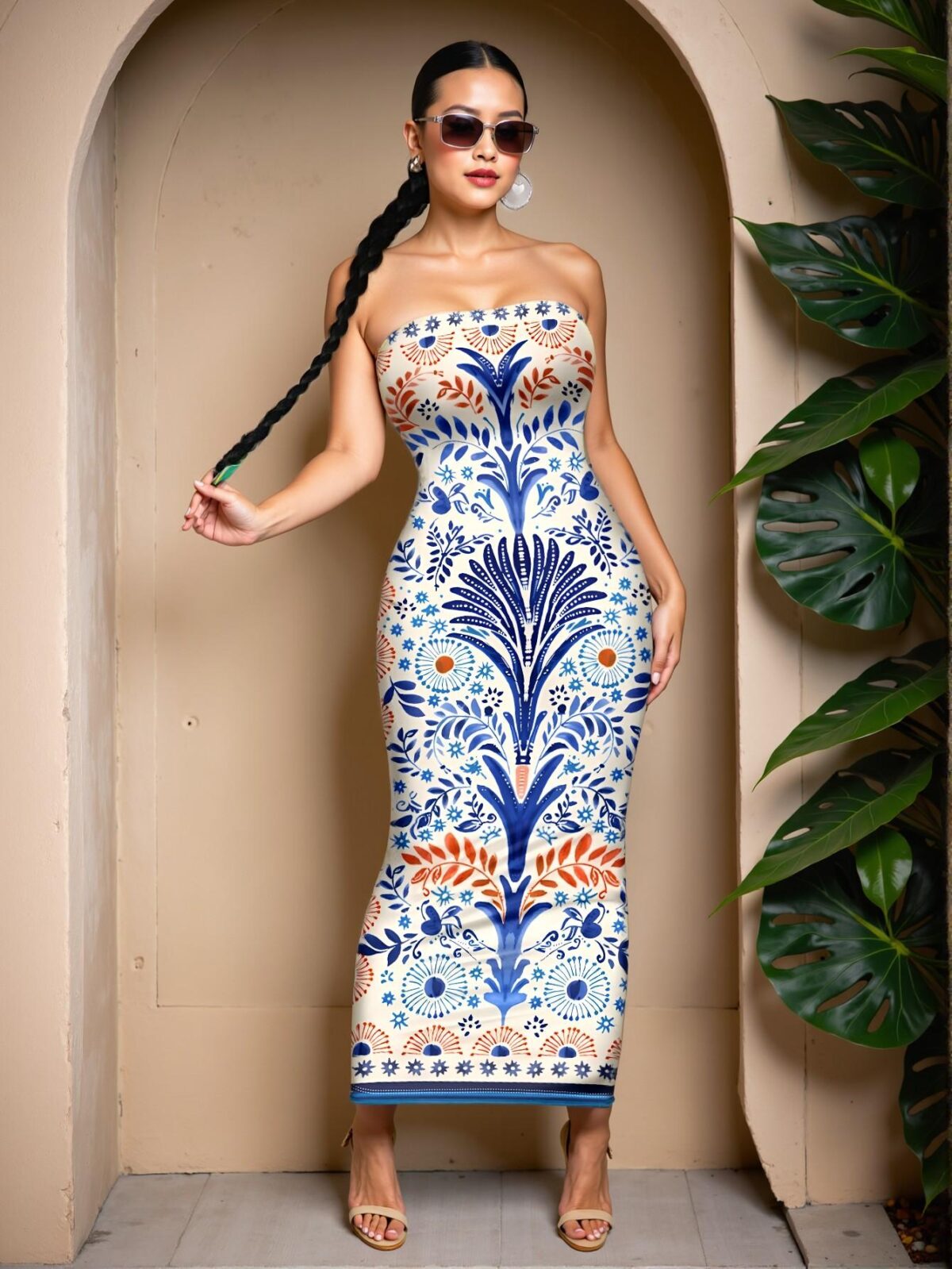 Elegant White Floral Bodycon Dress with Split Thigh for Women, Perfect for Spring and Summer - Chic, Classy and Trendy Fashion Style to Dress to Impress - Image 4