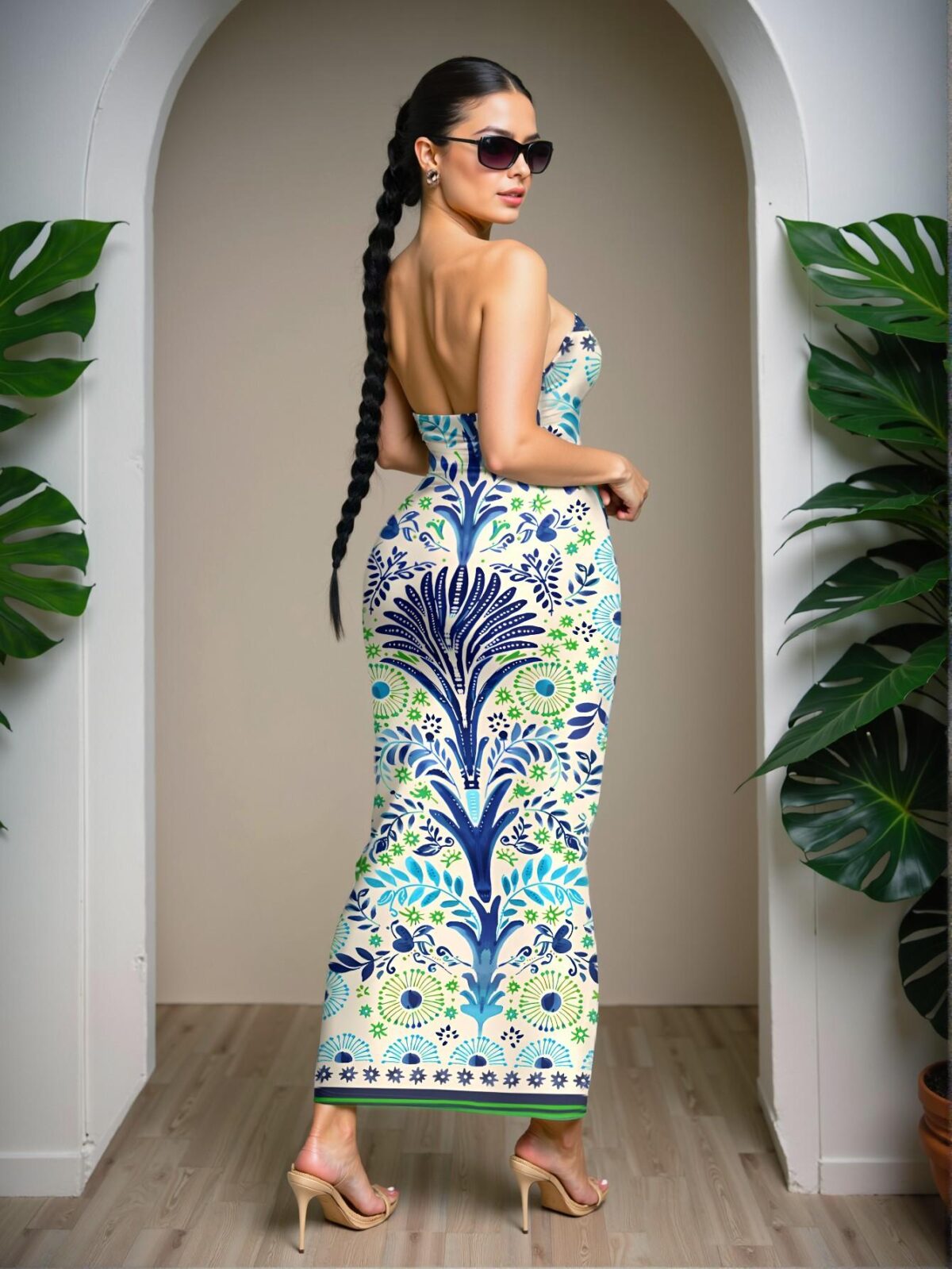 Elegant Multicolor Strapless Bodycon Dress with Floral Design for Summer Getaways, Bohemian Inspired Fashion Perfect for Spring and Summer Adventures, Chic, Classy and Trendy Style to Dress to Impress - Image 5