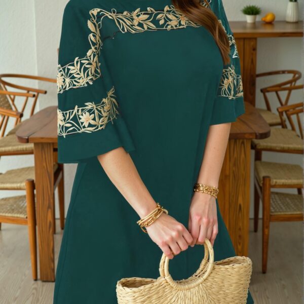 Elegant Multicolor Asymmetrical Mesh Patchwork Soft Knit Casual Tunic Dress for Spring and Summer - Chic, Classy and Trendy Fashion Style to Dress to Impress