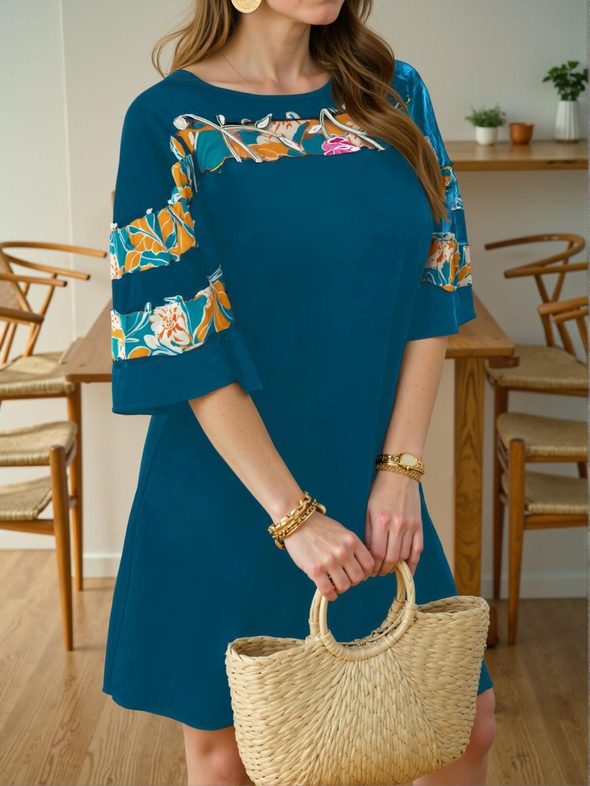 Elegant Lime Green Flounce Sleeve Casual Knit Tunic Dress with Mesh and Ruffle Details for Spring and Summer Adventures - Chic, Classy and Trendy Fashion Style to Dress to Impress