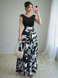 Elegant "Black Floral Print Design V-Neck A-Line Flare Dress for Spring and Summer" "Chic, Classy and Trendy Fashion Style to Dress to Impress"