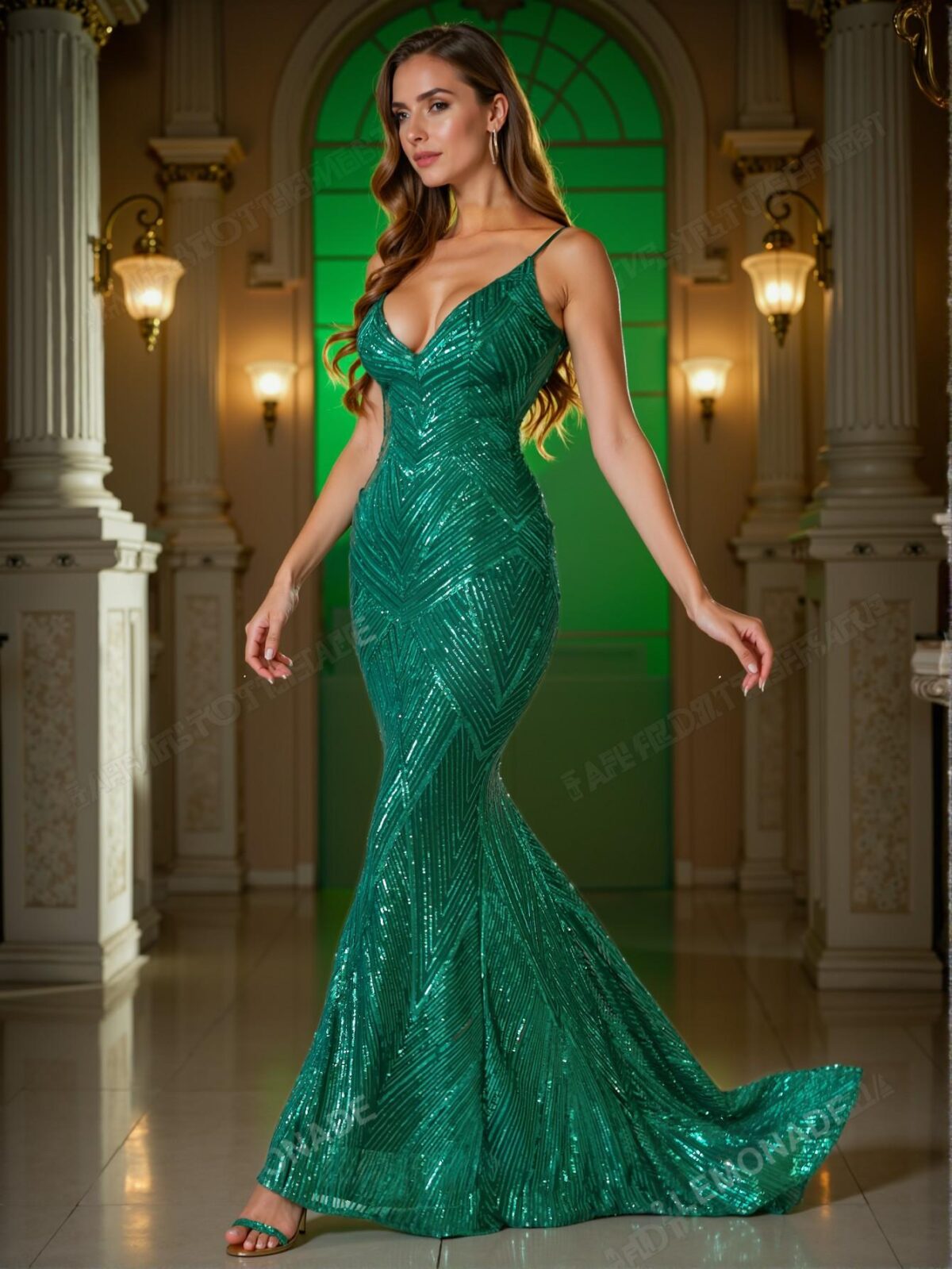 Elegant Cadet Blue Backless Mermaid Hem Slip Sequin Gown, Perfect for Party, Prom, Graduation Day, and Ceremony for University, College, and High School, Formal Evening Dinner Cocktail, Wedding Guest Gown, Chic, Classy and Trendy Fashion Style to Dress to Impress - Image 3