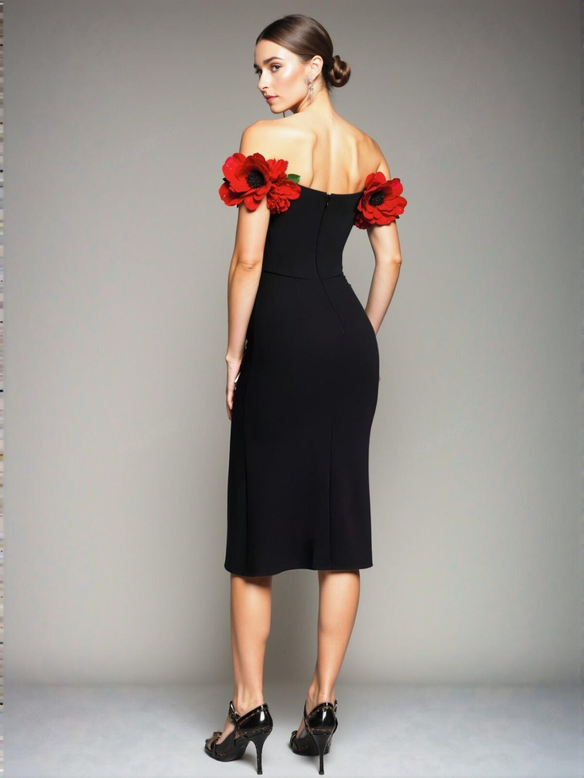 Elegant Red Ruffled Sleeve Waist-Cinched Bodycon Dress with Slit, Ideal for Parties, Dates, Work, Weddings, and Prom. Perfect for party, prom, graduation day, and ceremony for university, college, and high school, Formal Evening Dinner Cocktail, Wedding Guest Gown, Chic, Classy and Trendy Fashion Style to Dress to Impress. - Image 2