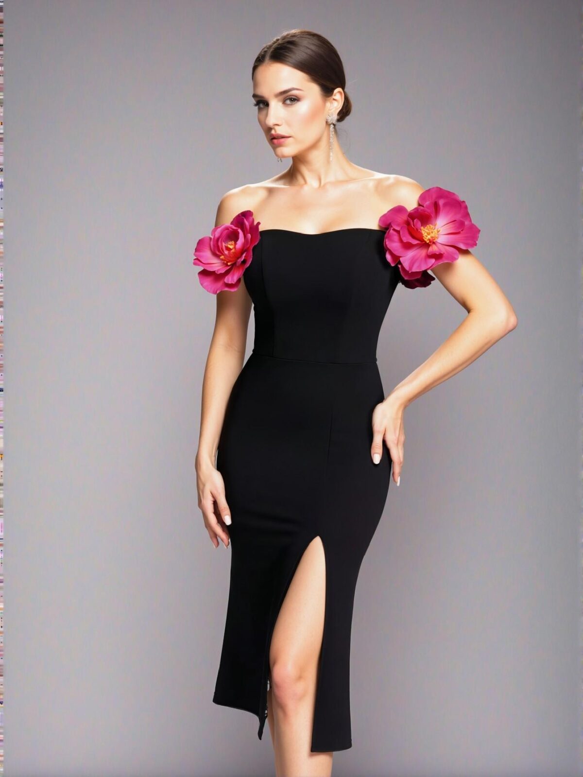 Elegant Red Off-the-Shoulder Bodycon Mini Dress with Petal Sleeves and Slit Detail, Suitable for Various Events and Occasions. Perfect for party, prom, graduation day, and ceremony for university, college, and high school, Formal Evening Dinner Cocktail, Wedding Guest Gown, Chic, Classy and Trendy Fashion Style to Dress to Impress. - Image 5