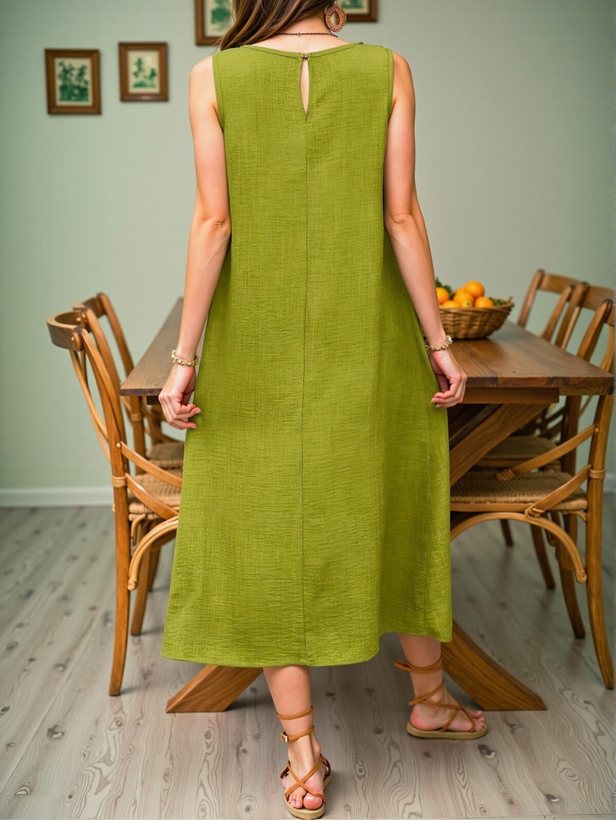 Elegant Green Everyday Casual Sleeveless Dress for Summer – Chic, Classy and Trendy Fashion Style to Dress to Impress - Image 2