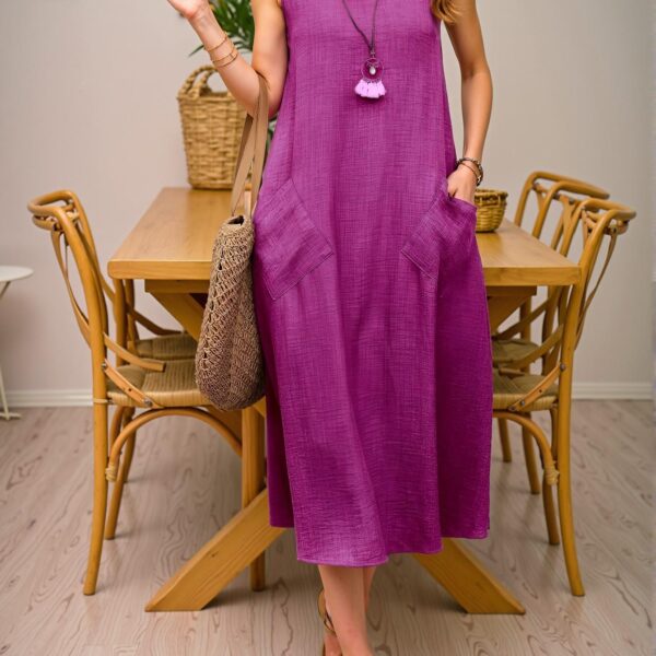 Elegant Purple Casual Double Pocket Tank Dress - Chic, Classy and Trendy Fashion Style to Dress to Impress