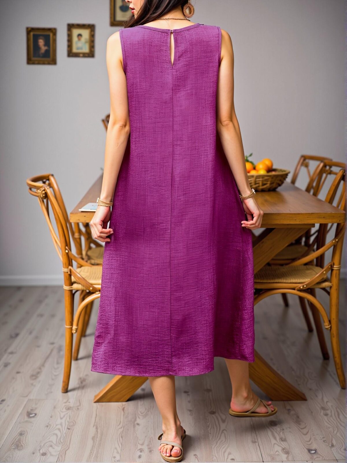 Elegant Purple Casual Double Pocket Tank Dress - Chic, Classy and Trendy Fashion Style to Dress to Impress - Image 2