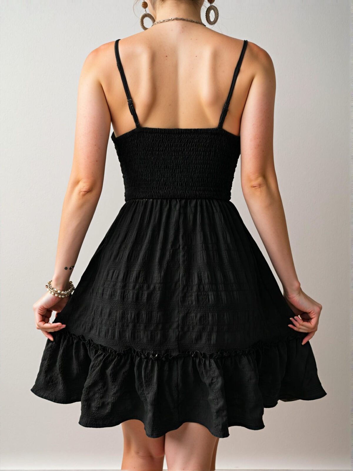 Elegant Black Casual A-Line Spaghetti Strap Dress for Everyday Fashion – Chic, Classy, and Trendy Style to Dress to Impress - Image 2