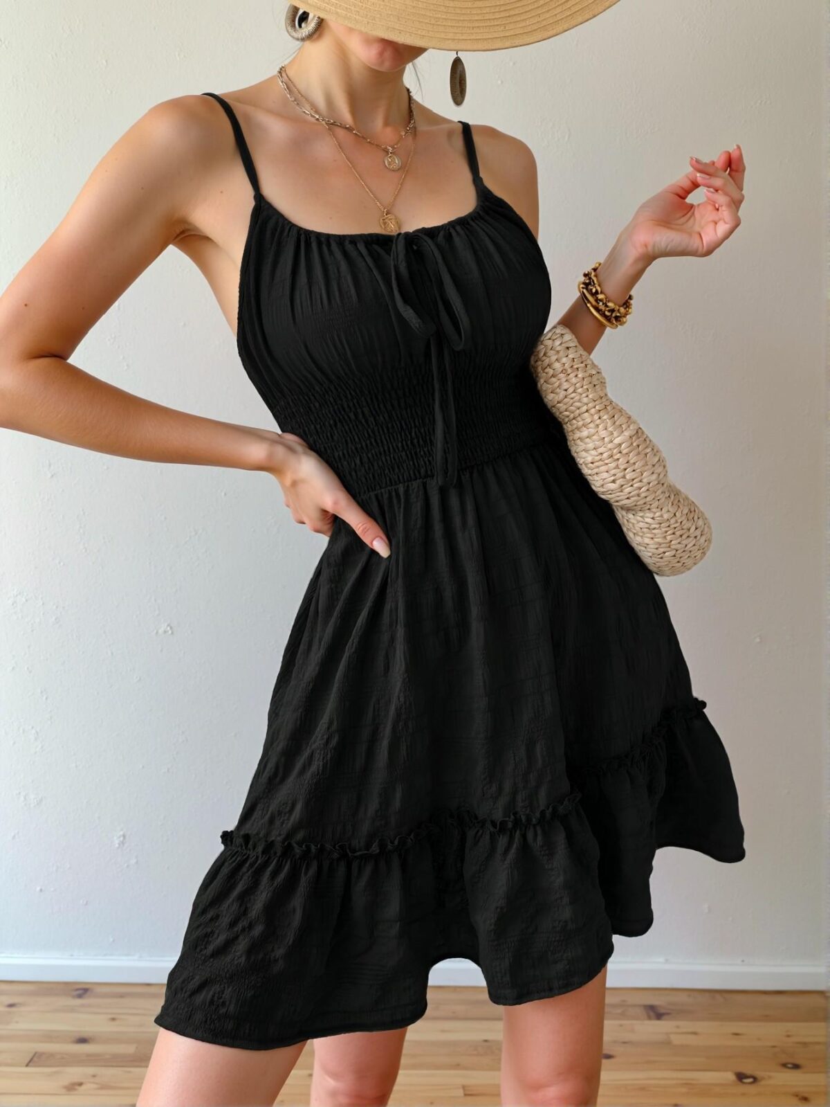 Elegant Black Casual A-Line Spaghetti Strap Dress for Everyday Fashion – Chic, Classy, and Trendy Style to Dress to Impress - Image 5