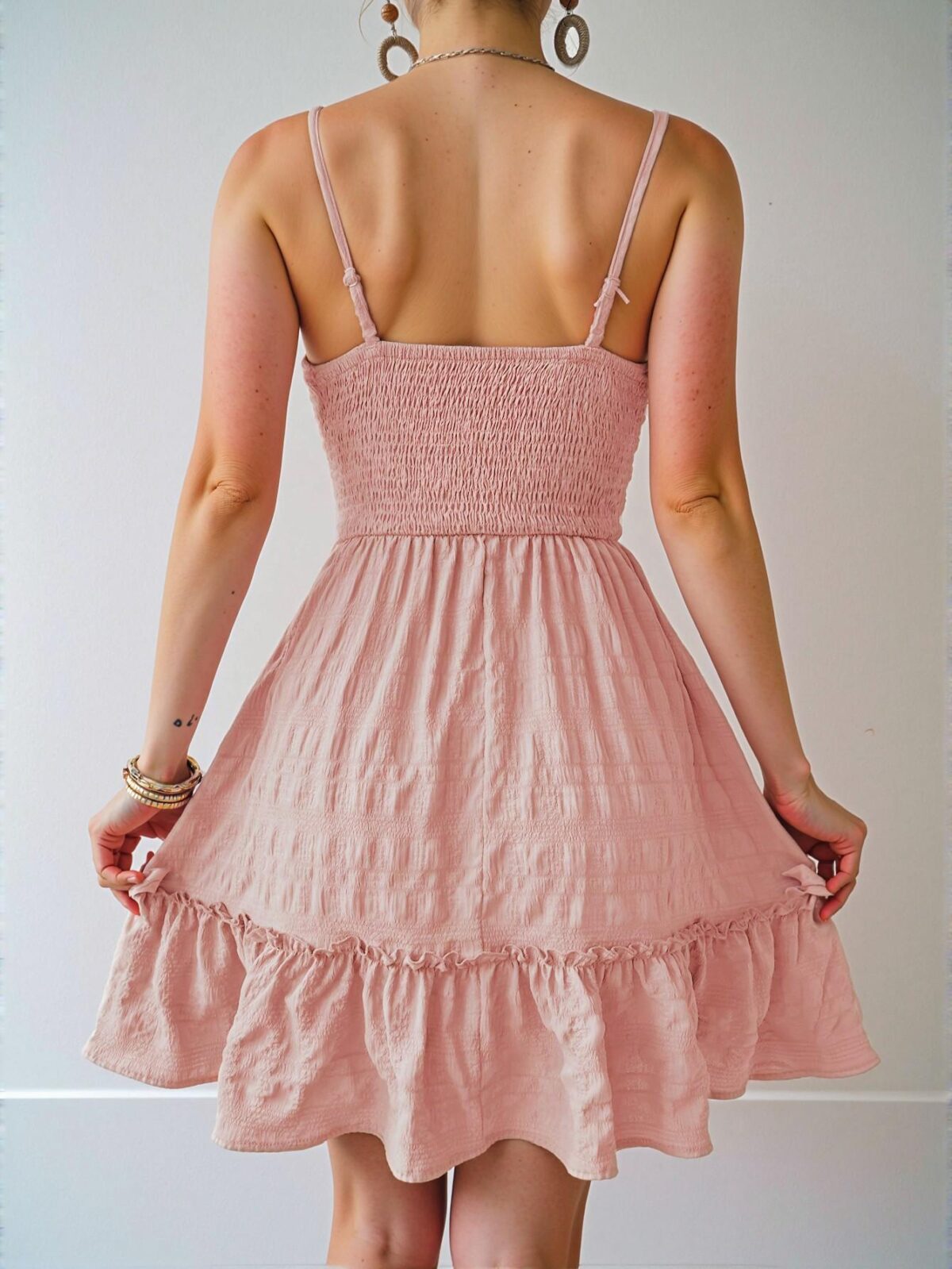 Elegant Dusty Pink Flirty Cami Dress with Ruffle Hem for Chic, Classy and Trendy Fashion Style to Dress to Impress - Image 2