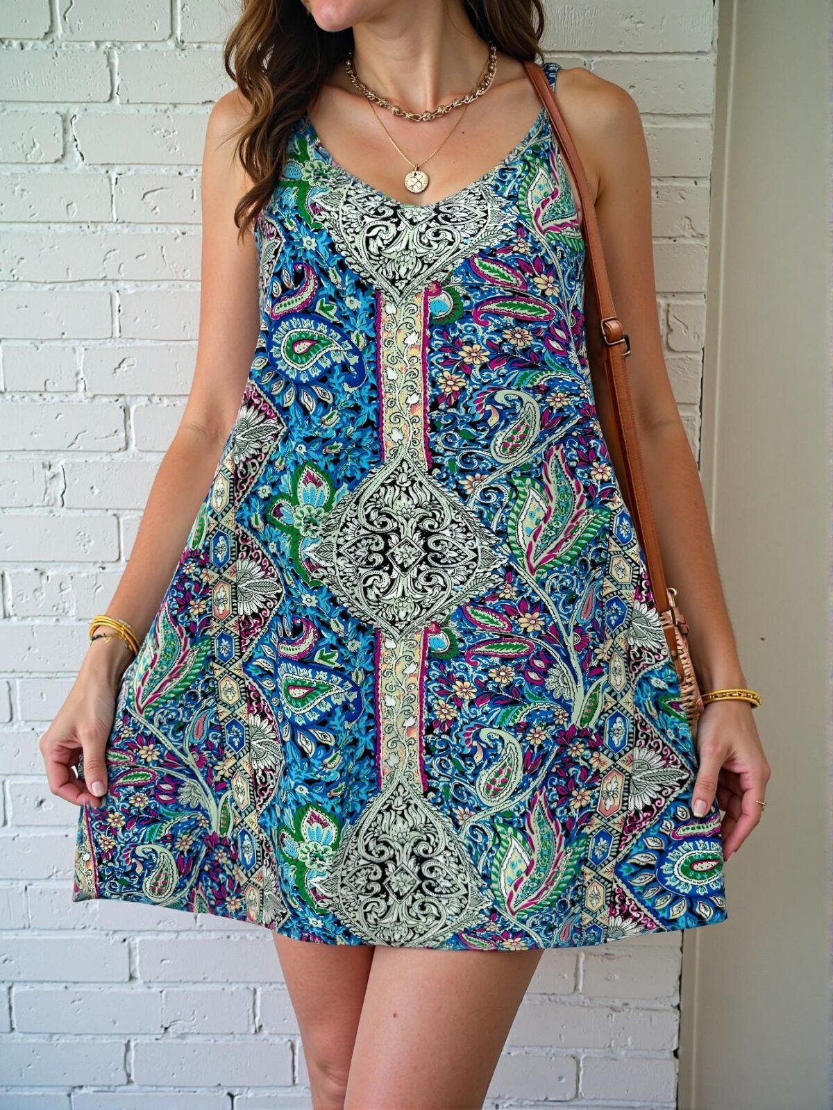 Elegant Multicolor Bohemian-Inspired Backless Spaghetti Strap A-Line Dress Perfect for Music Festivals Chic, Classy and Trendy Fashion Style to Dress to Impress - Image 3