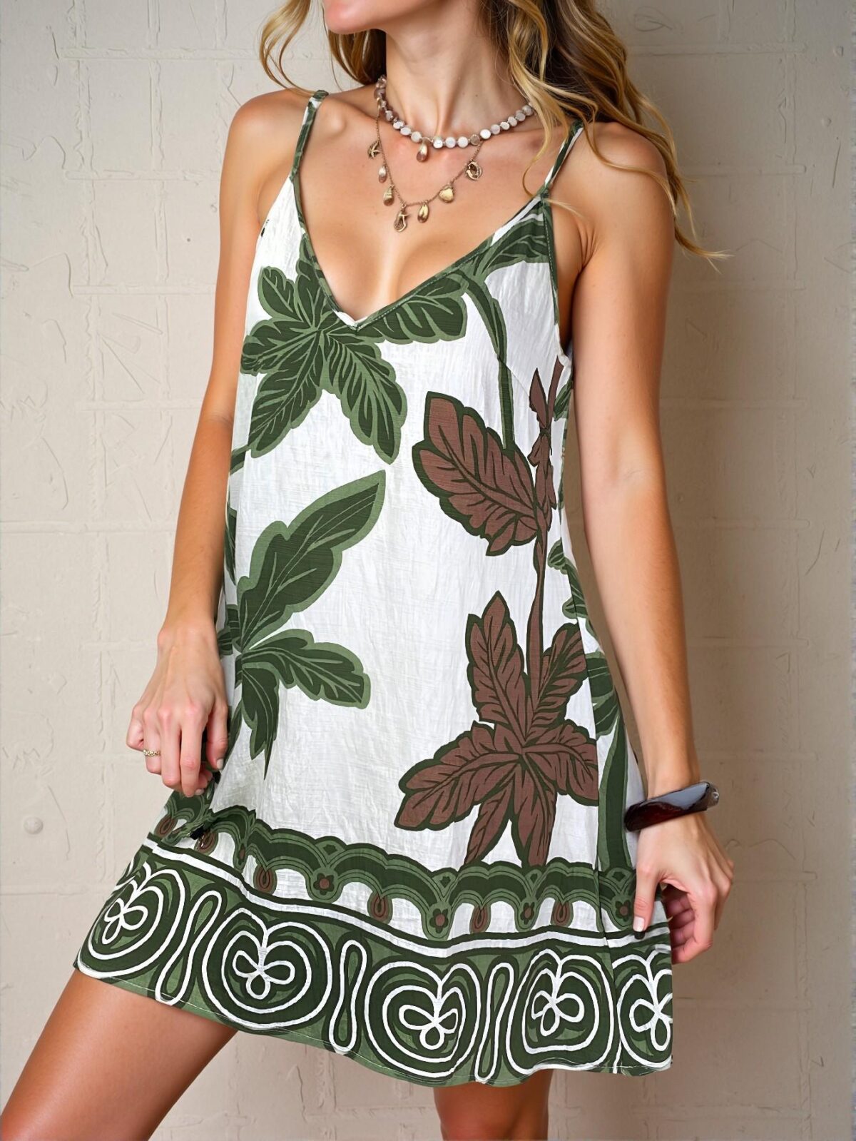 Elegant Multicolor Bohemian-Inspired Printed V-Neck Backless A-Line Dress for Music Festivals - Chic, Classy and Trendy Fashion Style to Dress to Impress - Image 3