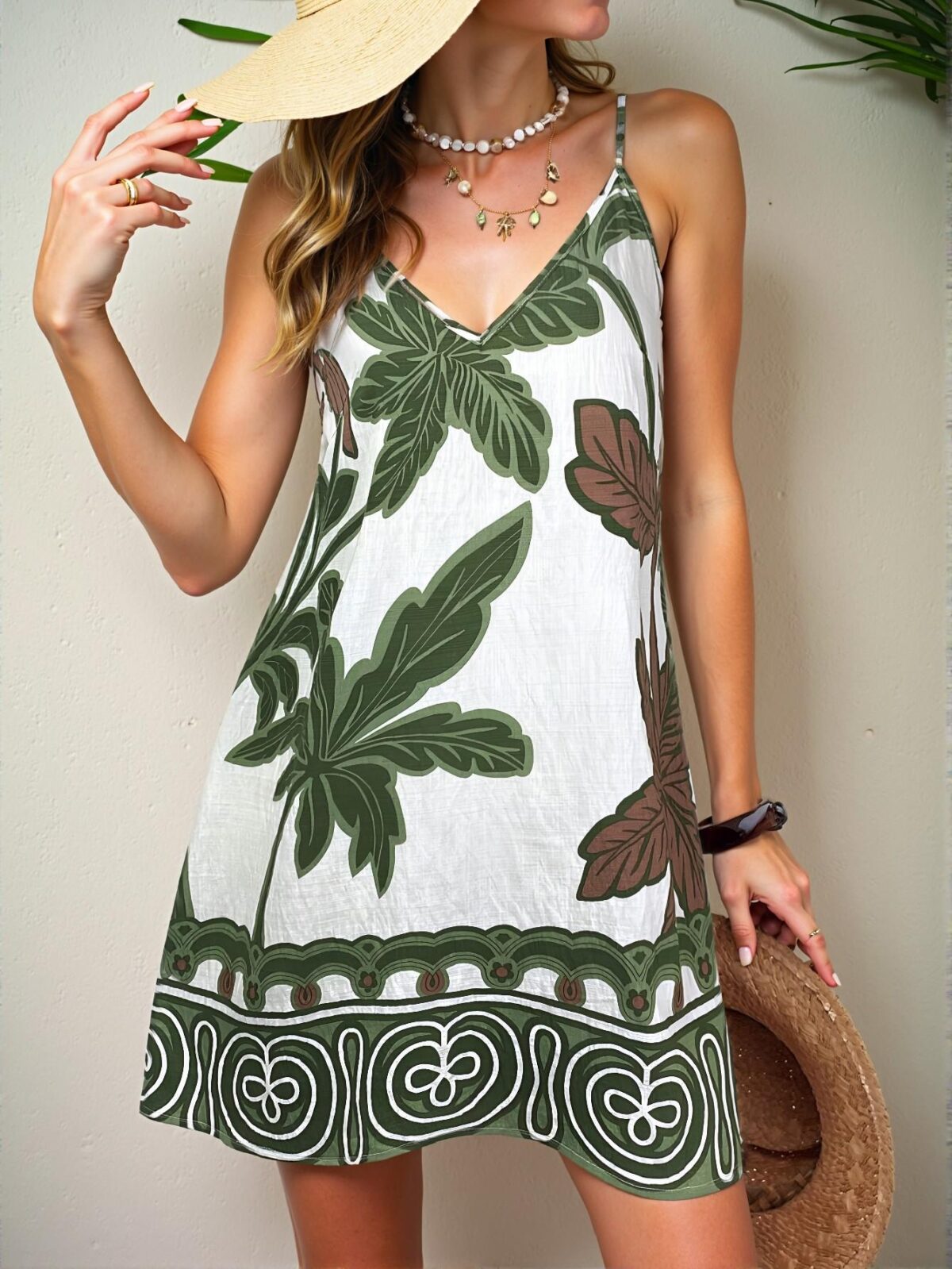 Elegant Multicolor Bohemian-Inspired Printed V-Neck Backless A-Line Dress for Music Festivals - Chic, Classy and Trendy Fashion Style to Dress to Impress - Image 4