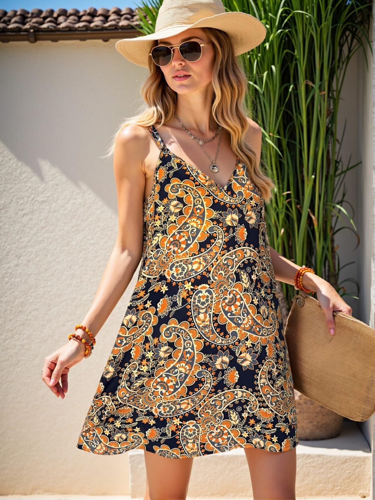 Elegant Multicolor Flowy Backless A-Line Dress with Spaghetti Straps Perfect for Music Festivals - Chic, Classy and Trendy Fashion Style to Dress to Impress