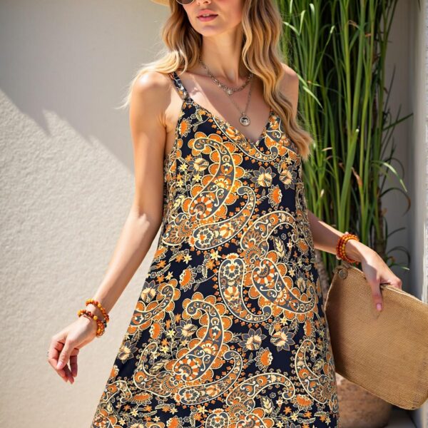 Elegant Multicolor Flowy Backless A-Line Dress with Spaghetti Straps Perfect for Music Festivals - Chic, Classy and Trendy Fashion Style to Dress to Impress