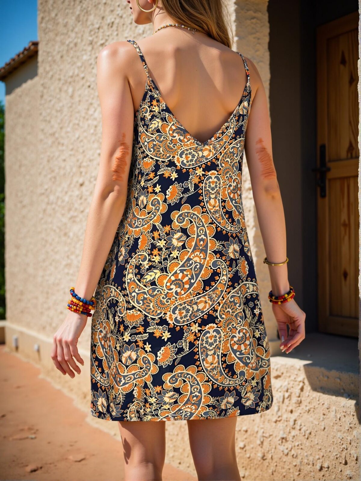 Elegant Multicolor Flowy Backless A-Line Dress with Spaghetti Straps Perfect for Music Festivals - Chic, Classy and Trendy Fashion Style to Dress to Impress - Image 2