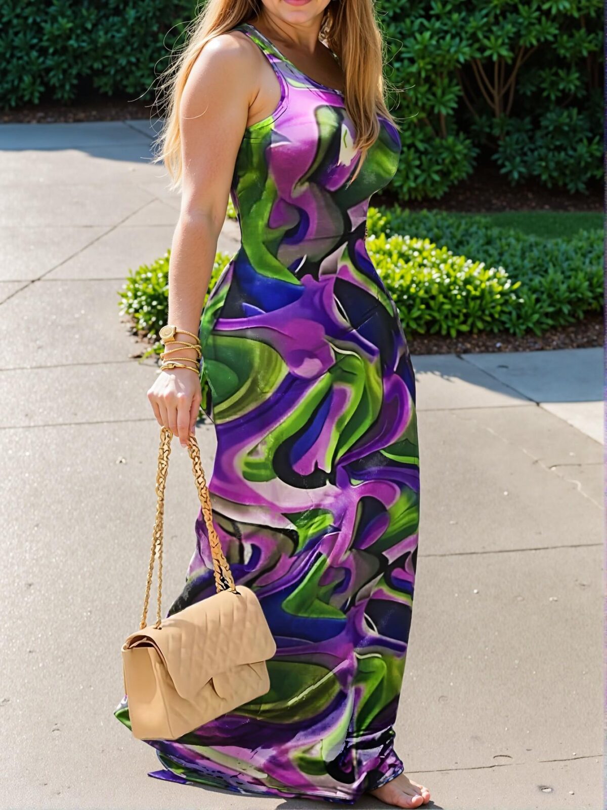 Elegant Lilac Purple Chic Backless Cami Maxi Dress with Natural Waistline for a Classy and Trendy Fashion Style to Dress to Impress