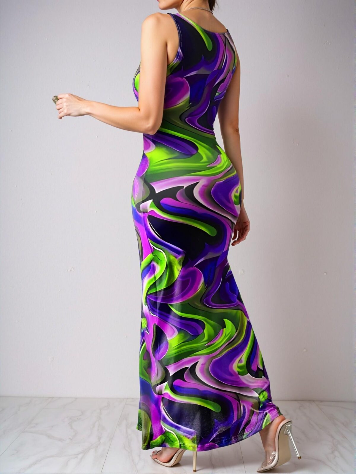 Elegant Lilac Purple Chic Backless Cami Maxi Dress with Natural Waistline for a Classy and Trendy Fashion Style to Dress to Impress - Image 2