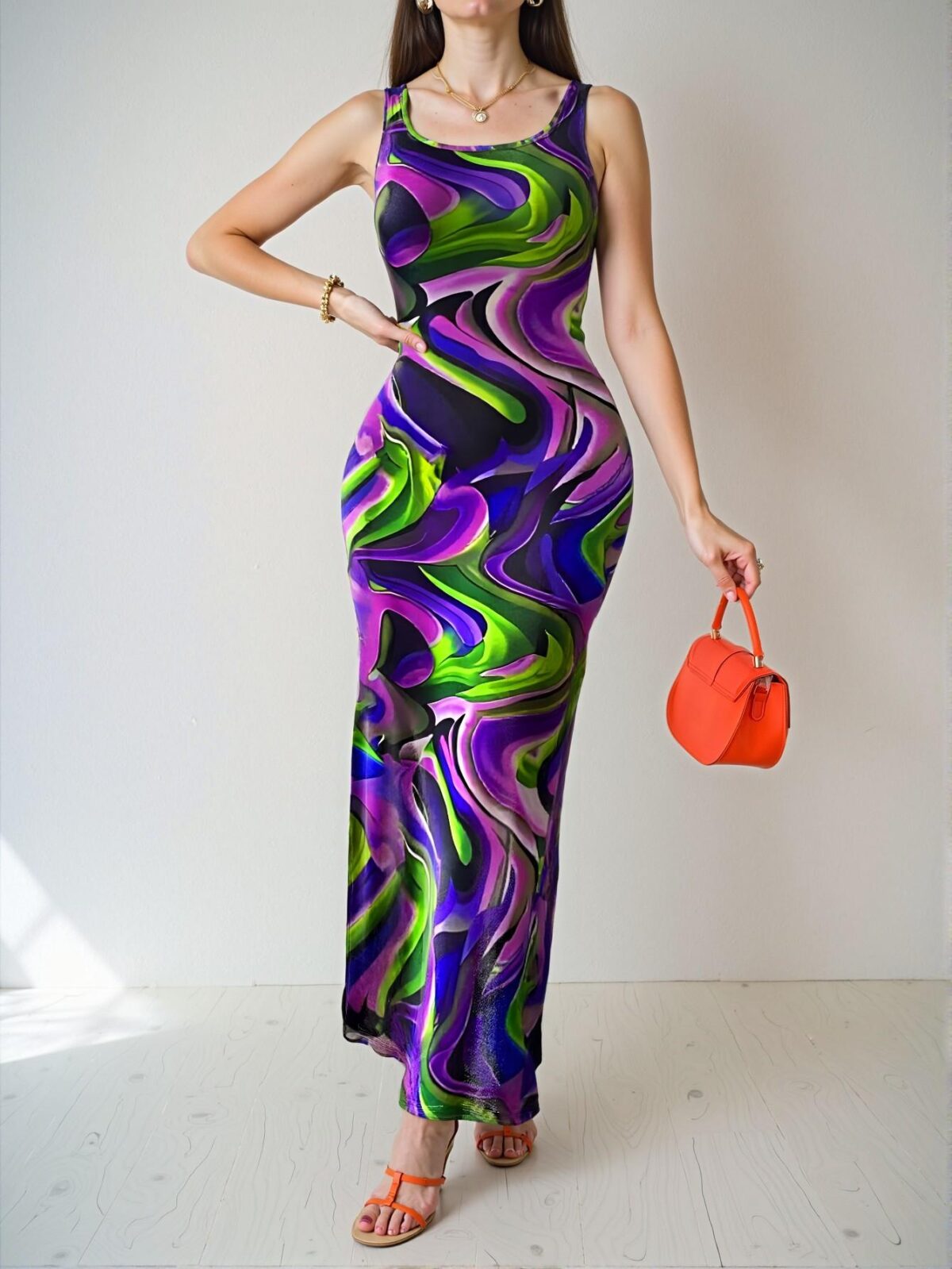 Elegant Lilac Purple Chic Backless Cami Maxi Dress with Natural Waistline for a Classy and Trendy Fashion Style to Dress to Impress - Image 3
